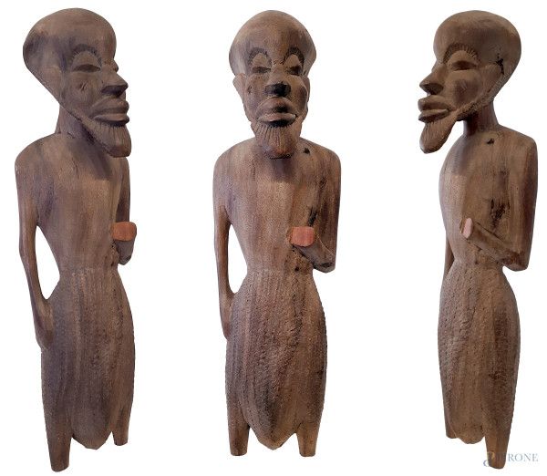 Scultura “Bamana”, Figura maschile, arte coloniale del Mali centro occidentale, inizi del XX sec., ebano scolpito, altezza cm 83, peso kg 10