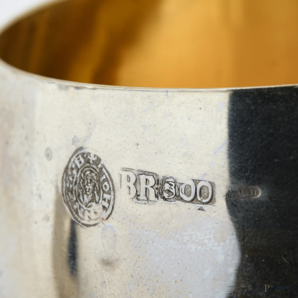 Lotto di 15 calici in argento Brandimarte con interno vermeil, peso complessivo gr 2400, cm 12x7,...