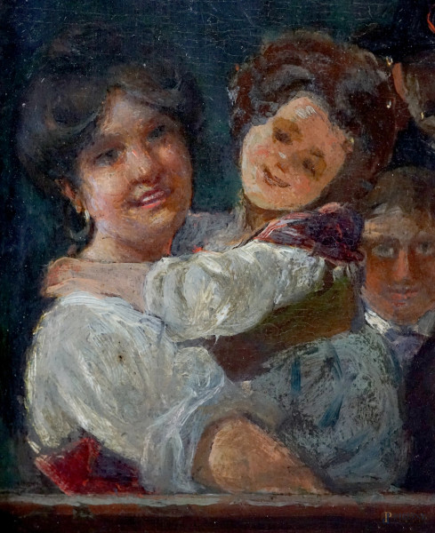 Il testimone, olio su tavola, firmato e datato in basso a destra Costantini / Napoli [18]79, cm 4...