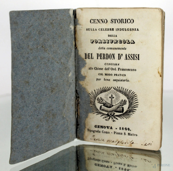 Volume "Sulla porziuncola d'Assisi", Genova, 1844