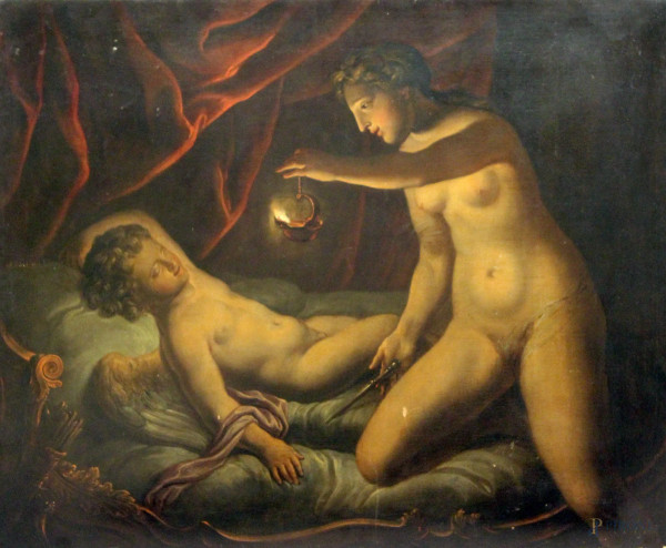 Amore e Psiche, olio su tela, XVIII sec., cm 101 x 124.