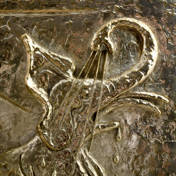 Salvador Dalì, La nascita degli animali, Scultura in argento galvanico dorato, esemplare 430/999,...