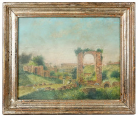 Campagna romana, acquarello su carta, 35x45 cm, entro cornice - Asta Asta  di Antiquariato e Arte Moderna - Aste Pirone