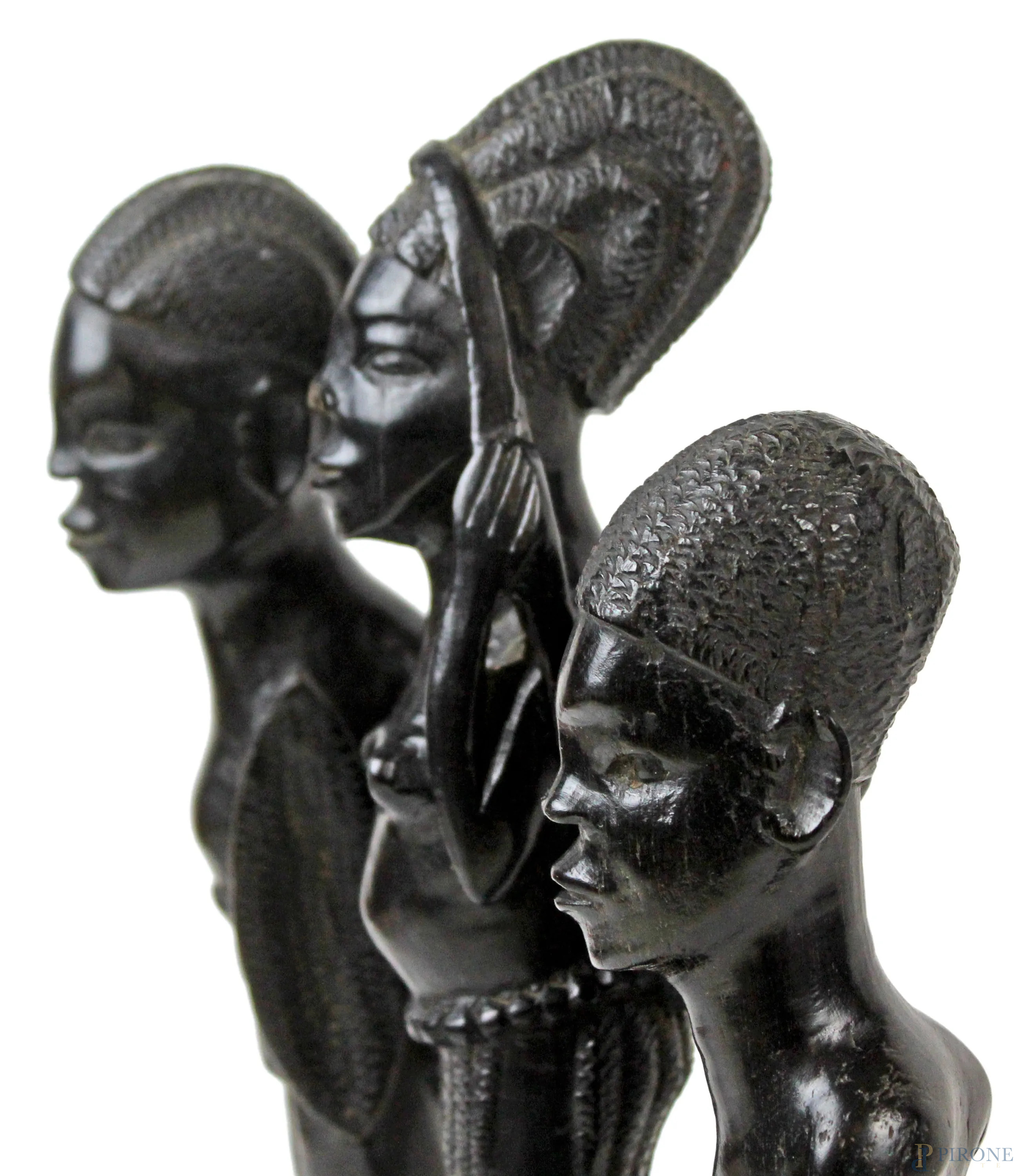 Scultura Moderna Coppia Africana in Marmo Nero H 20cm - CBAM