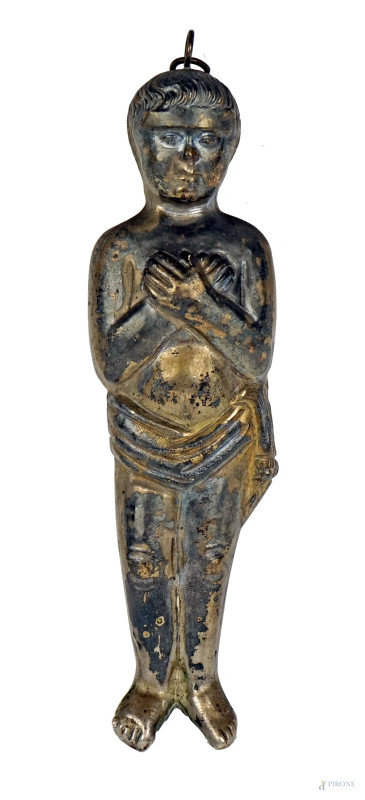 Ex-voto in argento raffigurante fanciullo, cm h 15,5  - Asta ASTA DI ANTIQUARIATO E ARTE MODERNA - Aste Pirone