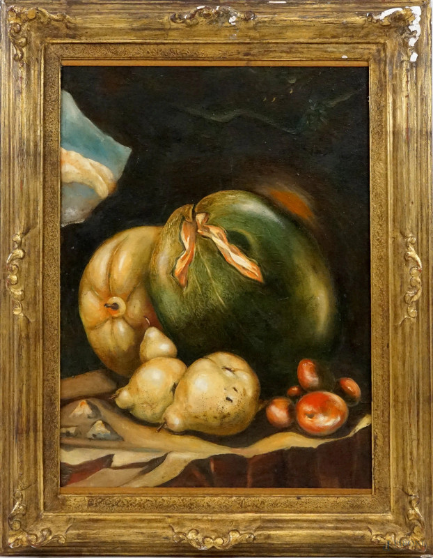 Natura morta, olio su tela, cm 70x50, XX secolo, entro cornice  - Asta ASTA A TEMPO di Arte Moderna e Antiquariato - Aste Pirone