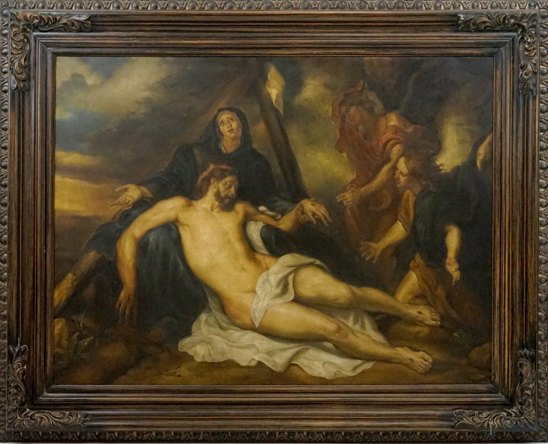 Copia da Anthonis van Dyck (1599-1641), Deposizione, oleografia, cm 91x120, XX secolo, entro cornice  - Asta ASTA A TEMPO DI FINE STAGIONE - Aste Pirone