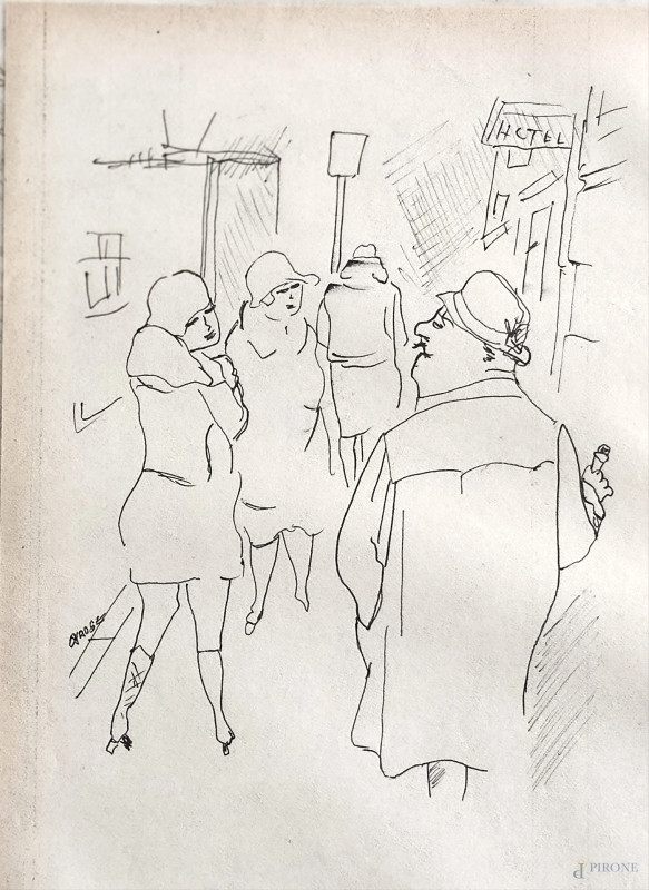 Disegno a tecnica mista su carta 29 x 31 cm firmato. Provenienza Galerie Rive Gauche Paris-Rome  - Asta  ASTA A TEMPO | VARIÆ - Aste Pirone