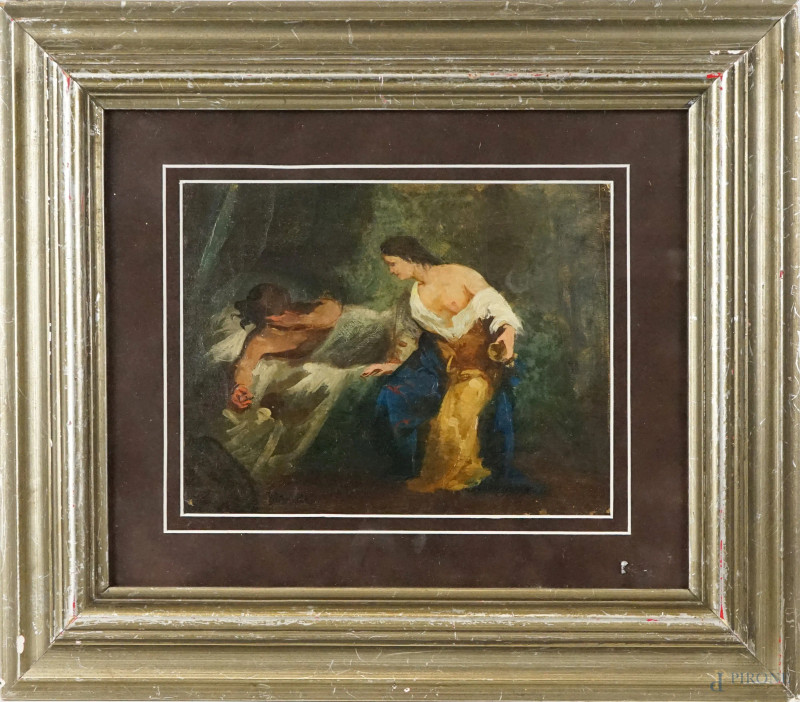 Otello e Desdemona, olio su cartone, firmato D. Morelli, cm 24x30, entro cornice  - Asta ASTA A TEMPO - DUE SESSIONI - Aste Pirone