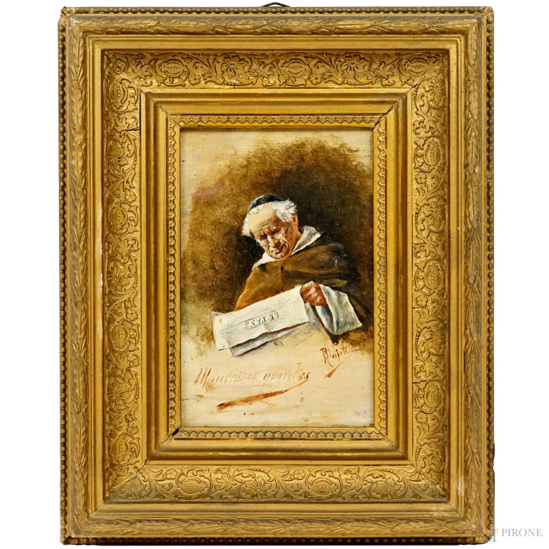 Fratello Luigi, olio su tavoletta, cm 18x11,5, firmato P.Pajetta, entro cornice.  - Asta ASTA A TEMPO DI ANTIQUARIATO E ARTE MODERNA - Aste Pirone