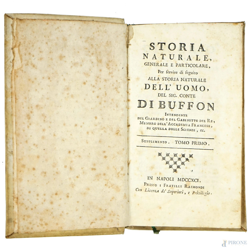 Storia naturale di De Buffon, 31 volumi, Napoli, 1787, (opera incompleta, mancanze).  - Asta ASTA DI ARTE MODERNA, CONTEMPORANEA E VINTAGE - Aste Pirone