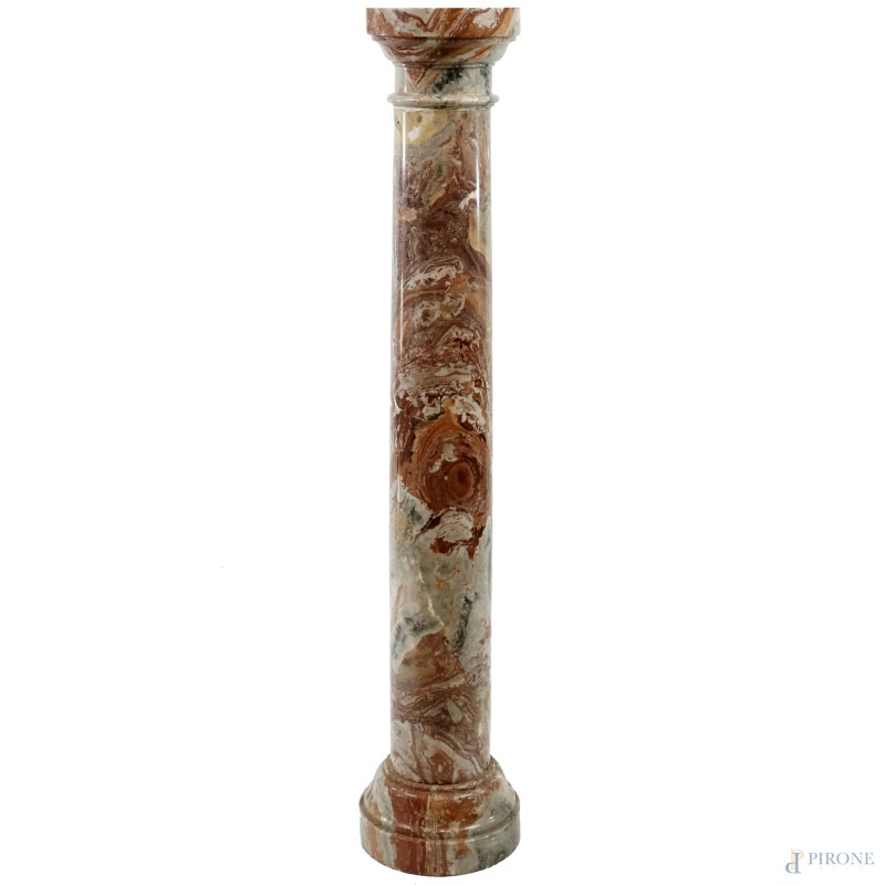 Colonna in marmo rosso venato a fusto liscio, cm h 129,5.  - Asta ASTA A TEMPO DI ANTIQUARIATO E ARTE MODERNA - Aste Pirone