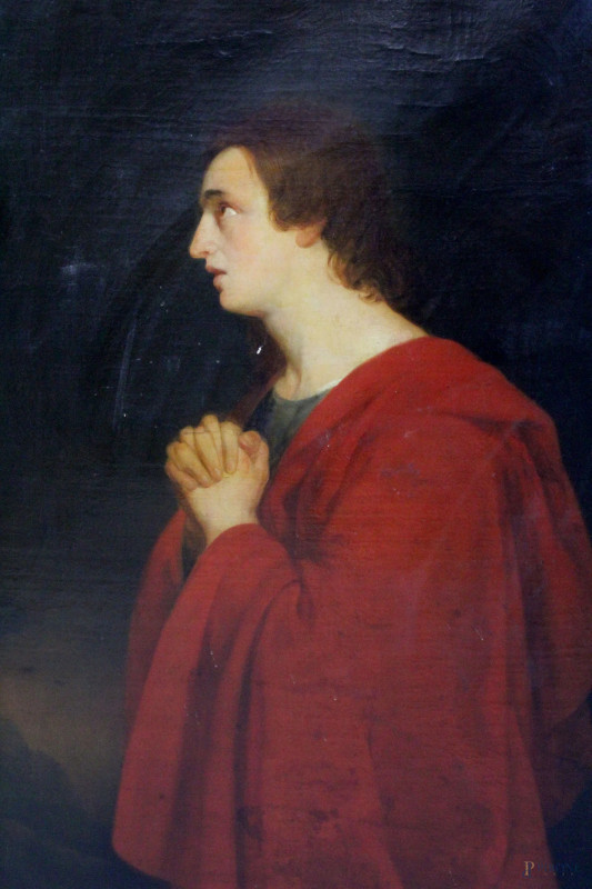 Jean Baptiste Reykers : San Giovanni Evangelista, olio su tela, cm 116x81, (piccole cadute di colore)  - Asta Asta a Tempo di Antiquariato e Arte Moderna - Aste Pirone