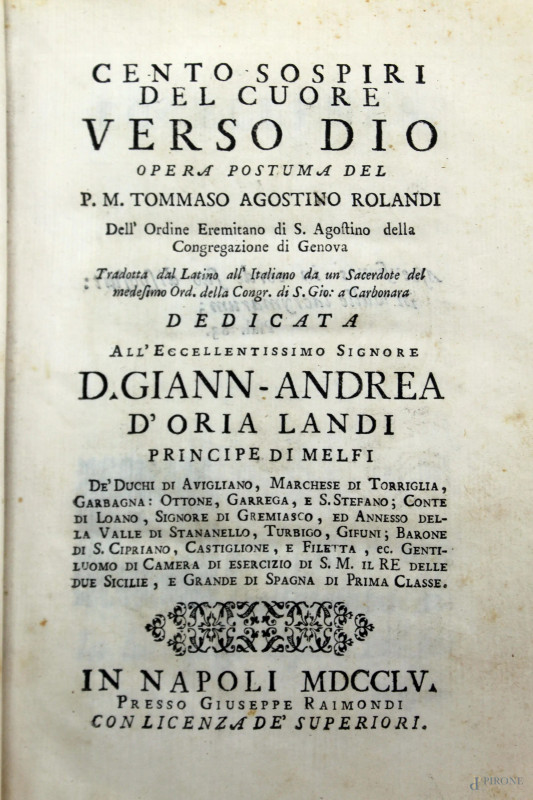 Lotto di tre volumi del XVIII-XIX secolo  - Asta Asta a Tempo di Antiquariato e Arte Moderna - Aste Pirone