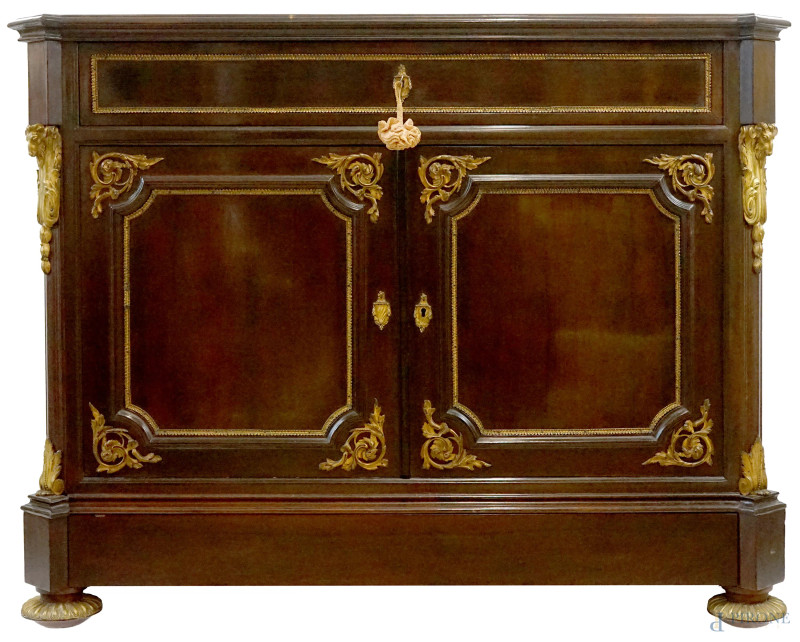 Credenza in legno di palissandro, Francia, fine XIX-inizi XX secolo  - Asta ASTA A TEMPO di Arte Moderna e Antiquariato - Aste Pirone