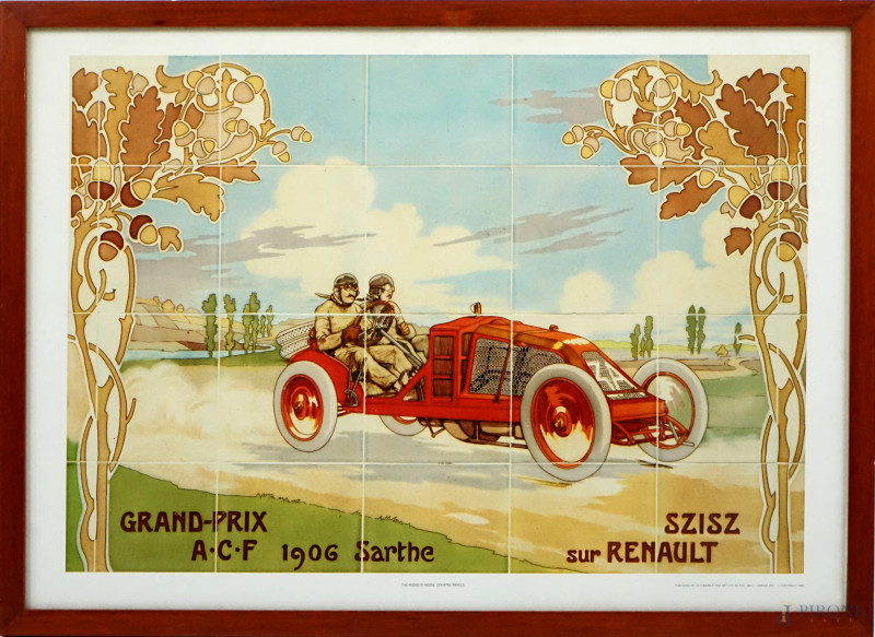 Grand Prix 1906, stampa a colori, cm 44x63, XX secolo, entro cornice.  - Asta ASTA A TEMPO - Aste Pirone