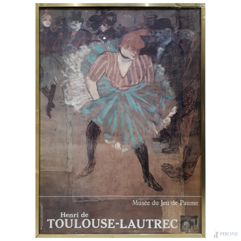 Manifesto affiches della mostra al Musèe du Jeu de Paume di Henri de Toulose Lautrec, cm 70x50 entro cornice  - Asta ASTA A TEMPO | VARIÆ - Aste Pirone