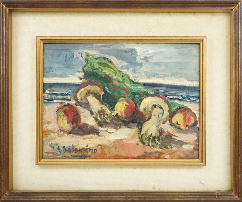 Giovanni Balansino : Funghi, olio su masonite, cm 30x40, entro cornice  - Asta ASTA A TEMPO DI ANTIQUARIATO E ARTE MODERNA - Aste Pirone