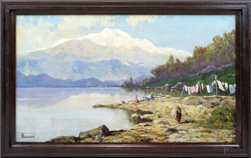 Paesaggio montano, olio su tela, cm 60x100, firmato L. Liverani, entro cornice  - Asta Asta a Tempo di Antiquariato e Arte Moderna - Aste Pirone