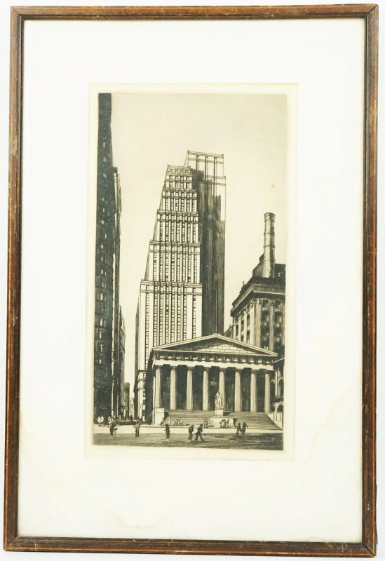 Federal Hall,  multiplo su carta, cm 36,5x20, firmato, prima metà XX secolo, entro cornice, (macchie)  - Asta ASTA DI ARTE MODERNA, CONTEMPORANEA E VINTAGE - Aste Pirone