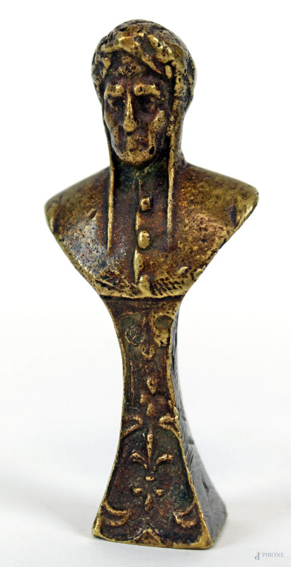 Sigillo in bronzo raffigurante Dante, cm h 8,5.  - Asta ANTIQUARIATO E ARTE MODERNA - Aste Pirone