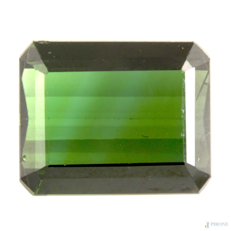 Tormalina verdelite, ct 5, mm 9,3x11,6x5  - Asta ASTA A TEMPO | IN ARTE VERITAS - Aste Pirone