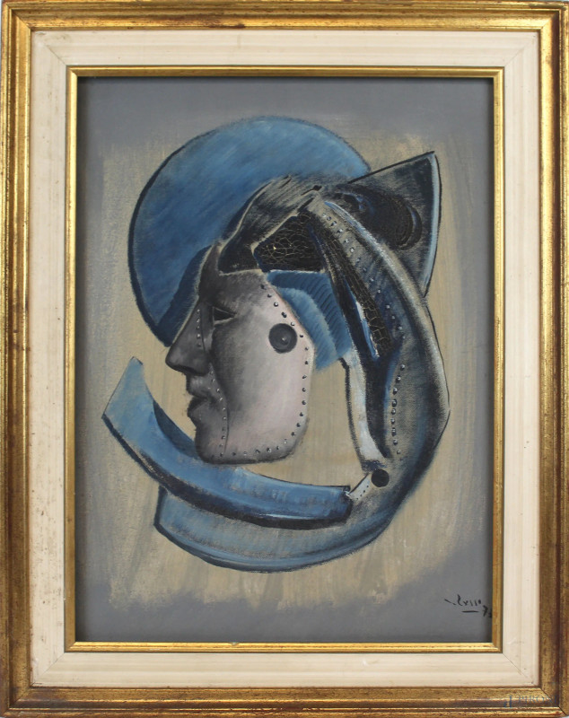 Mario Russo : Composizione con maschera, olio su tela, cm 50x40, entro cornice.  - Asta ANTIQUARIATO E ARTE MODERNA - Aste Pirone