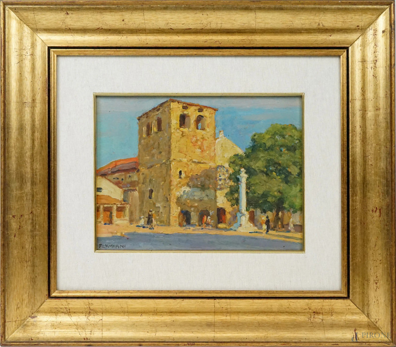 Scorcio di Trastevere, olio su tavola, cm 30x23, firmato, entro cornice  - Asta ASTA A TEMPO DI ANTIQUARIATO E ARTE MODERNA - Aste Pirone