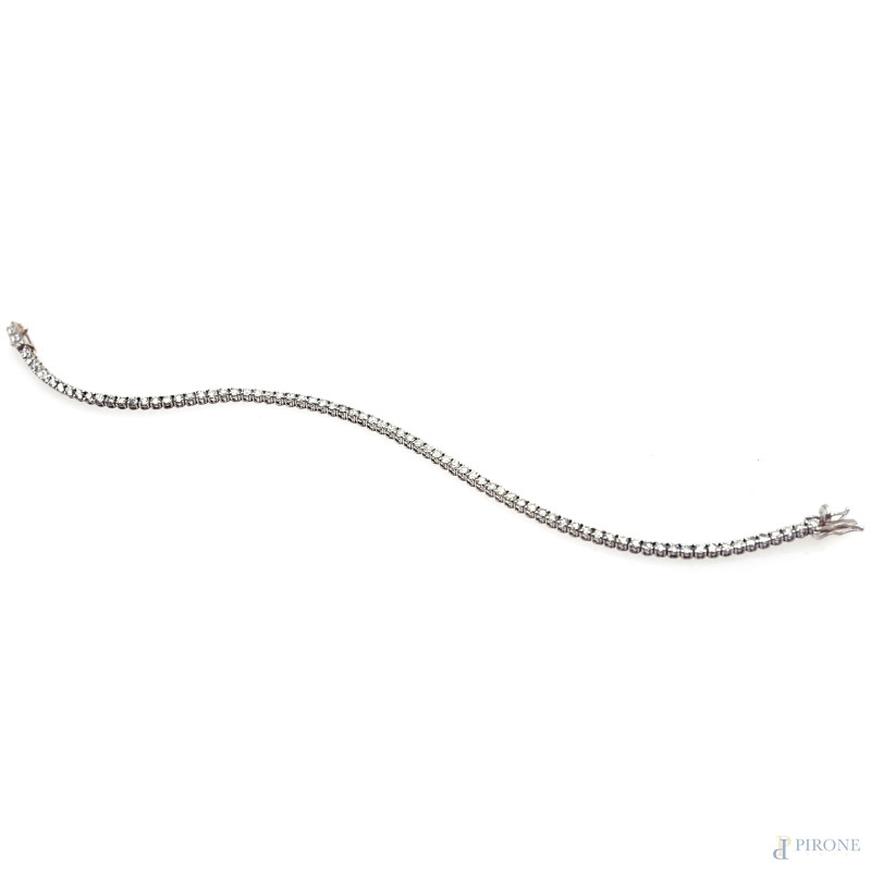 Bracciale tennis in oro bianco 18 Kt e diamanti tot. 2,20 Kt, lunghezza cm 18,5, gr. 7  - Asta ASTA A TEMPO | VIS SUPERBA FORMÆ - Aste Pirone