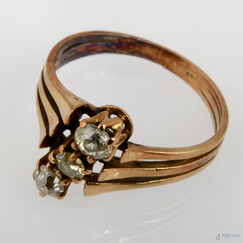 Anello in oro basso, misura 8, peso gr 2,5  - Asta ASTA A TEMPO | VARIÆ - Aste Pirone