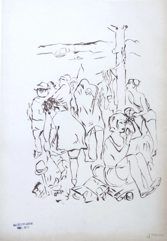 Disegno su carta a tecnica mista 28 x 31 cm firmato. Provenienza Galerie Rive Gauche Paris- Rome  - Asta  ASTA A TEMPO | VARIÆ - Aste Pirone