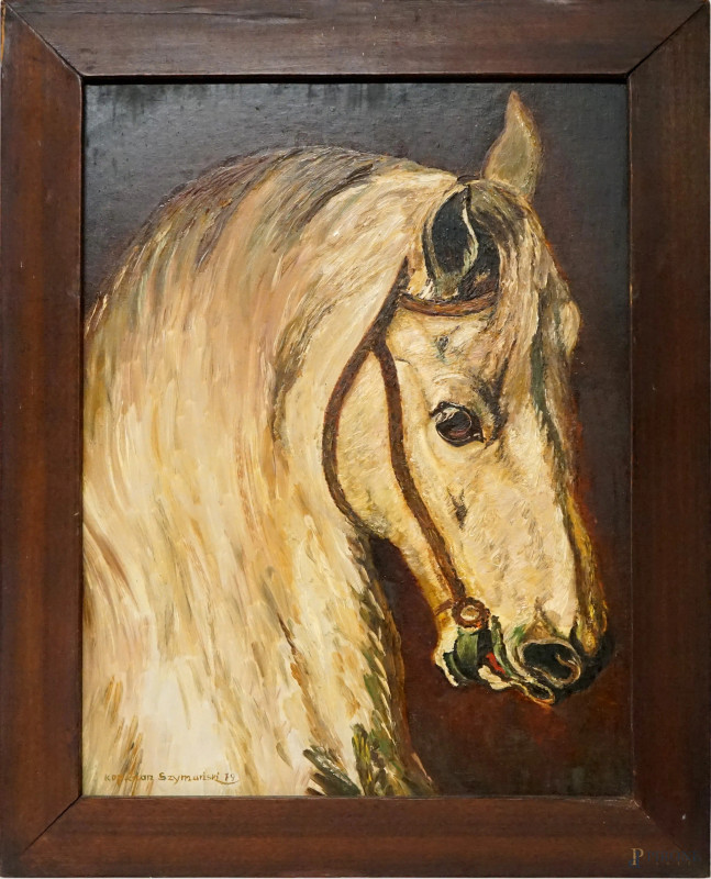 Cavallo, olio su masonite, cm 52,5x40,5, firmato, entro cornice.  - Asta II TORNATA DI ASTA DI ARTE MODERNA E ANTIQUARIATO - Aste Pirone