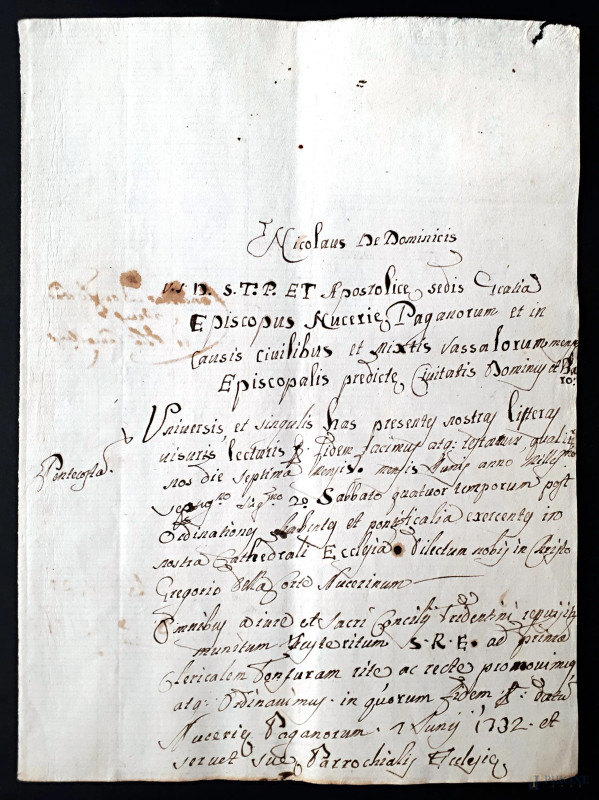 Antico raro manoscritto del 1732, vergato a penna d’oca e inchiostro di galla su carta vergellata  - Asta ASTA DI ARTE MODERNA, CONTEMPORANEA E VINTAGE - Aste Pirone