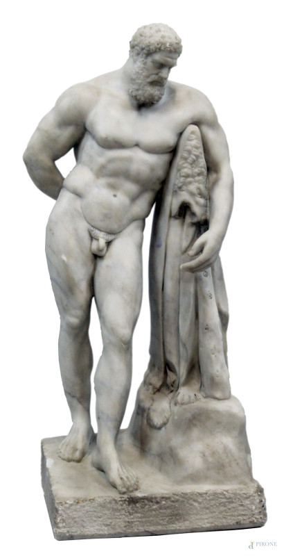 Ercole Farnese, scultura in marmo, cm h 70, XIX secolo,  (difetti e mancanze).  - Asta ANTIQUARIATO E ARTE MODERNA - Aste Pirone