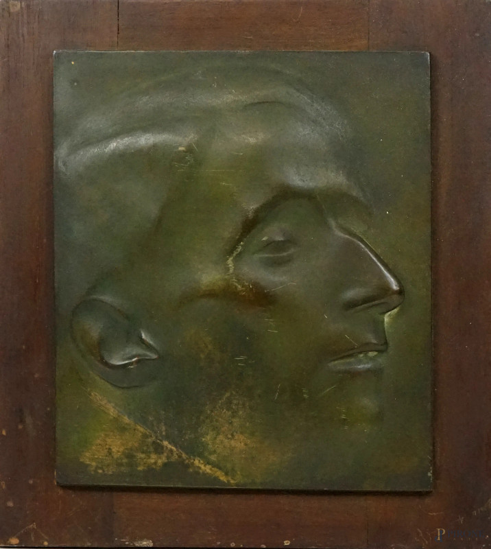 Giacinto Bardetti : Profilo d'uomo, bassorilievo in bronzo, cm 24x20,5, base in legno.  - Asta ASTA A TEMPO DI ANTIQUARIATO E ARTE MODERNA - Aste Pirone