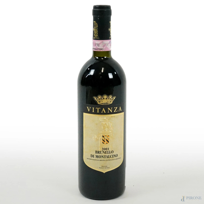 Brunello di Montalcino, bottiglia di vino rosso da 750 ml, annata 2001.  - Asta ASTA DI ARTE MODERNA, CONTEMPORANEA E VINTAGE - Aste Pirone