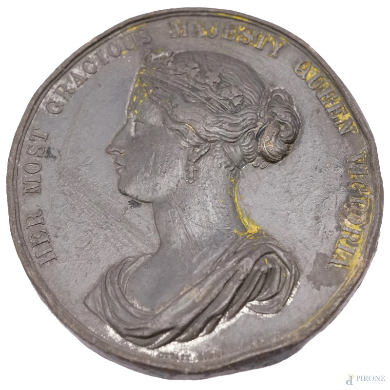 Medaglia in bronzo del 25esimo centenario del Regno della Regina Vittoria, 1862, diam.cm 6,5, (segni del tempo).  - Asta ASTA A TEMPO DI ANTIQUARIATO E ARTE MODERNA – DUE SESSIONI - Aste Pirone