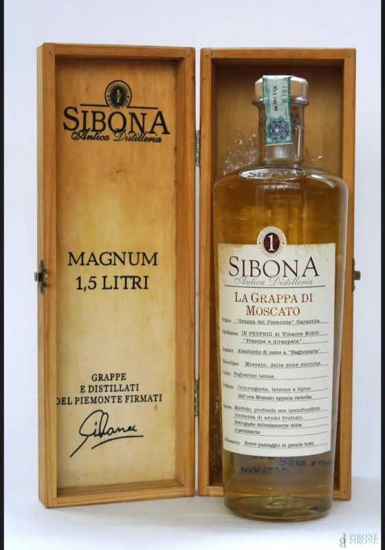 Grappa di Moscato, Sibona Antica Distilleria  - Asta  ASTA A TEMPO | VARIÆ - Aste Pirone