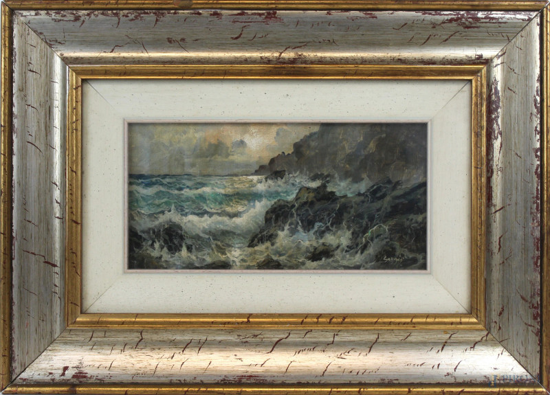 Marina ligure, olio su masonite, cm 15x30, firmato, entro cornice.  - Asta ANTIQUARIATO E ARTE MODERNA - Aste Pirone