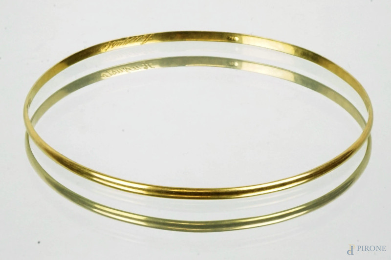 Bracciale rigido in oro giallo 18 KT, peso gr.10,4  - Asta ASTA DI ANTIQUARIATO - Aste Pirone