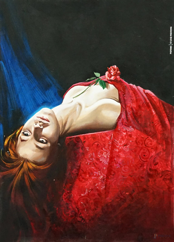 Mario Piovano : Rose rosse per il mondo, tempera su cartone, cm 30x40.  - Asta ASTA A TEMPO DI ANTIQUARIATO E ARTE MODERNA - Aste Pirone