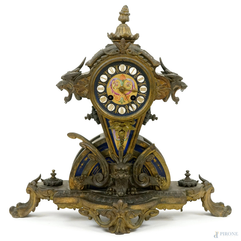 Orologio da tavolo in bronzo, Pacilly Rennes, Francia, fine XIX secolo  - Asta ASTA A TEMPO di Arte Moderna e Antiquariato - Aste Pirone