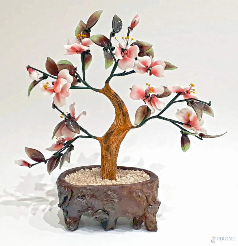 Bonsai vintage di arte cinese realizzato con mix di pietre burattate in varie tonalità di colore, altezza cm 35 circa  - Asta Antiquariato , Arte Moderna e Libri Antichi - Aste Pirone