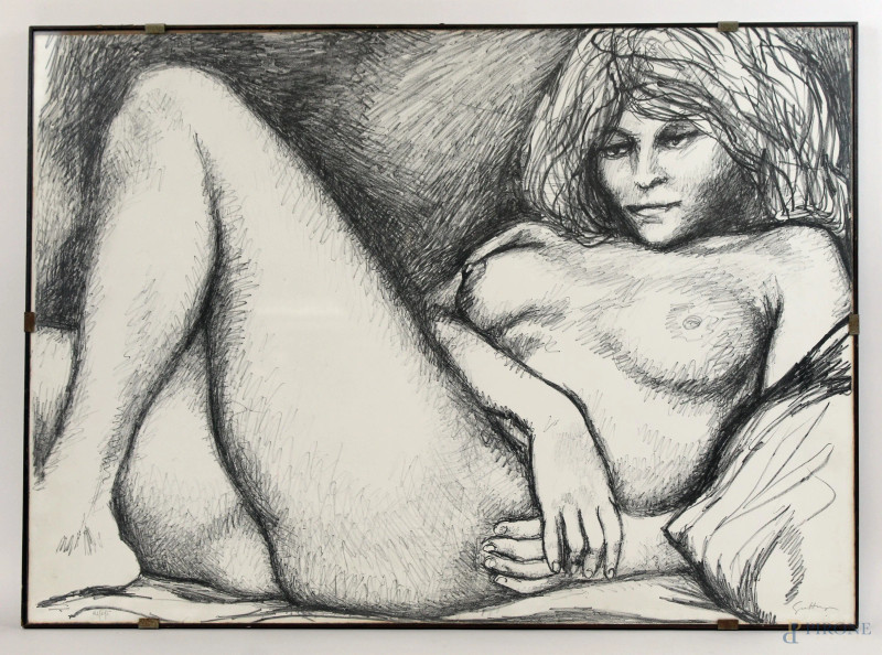 Nudo di donna, litografia, cm 50x69,5, ES.81/175, firmata Guttuso, entro cornice.  - Asta ASTA DI ARTE MODERNA E ANTIQUARIATO - Aste Pirone