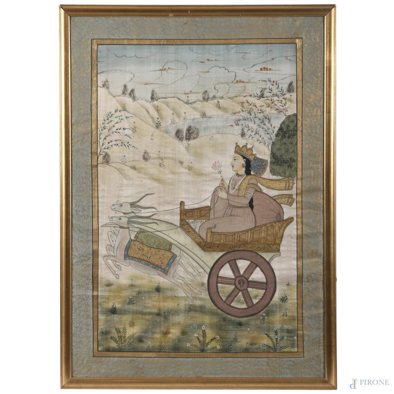 Batik, XX secolo, tempera su tessuto, cm 97x69, entro cornice, (segni di usura)  - Asta ASTA A TEMPO | VARIÆ - Aste Pirone