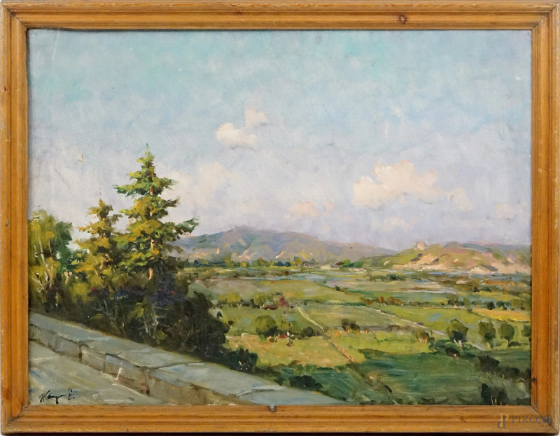 Paesaggio, olio su tela, cm 60x80, firmato Karpov, entro cornice  - Asta ASTA A TEMPO di Arte Moderna e Antiquariato - Aste Pirone