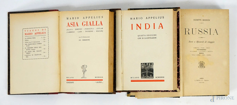 Lotto composto da tre volumi di Mario Appelius e Giuseppe Modrich, XIX secolo, (difetti)  - Asta ASTA DI ARTE MODERNA, CONTEMPORANEA E VINTAGE - Aste Pirone