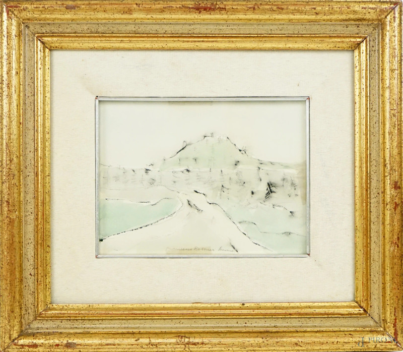 Francesco Rossini : Paesaggio invernale, acquarello su carta, cm 16,5x22,5, entro cornice  - Asta ASTA A TEMPO DI ANTIQUARIATO E ARTE MODERNA - Aste Pirone