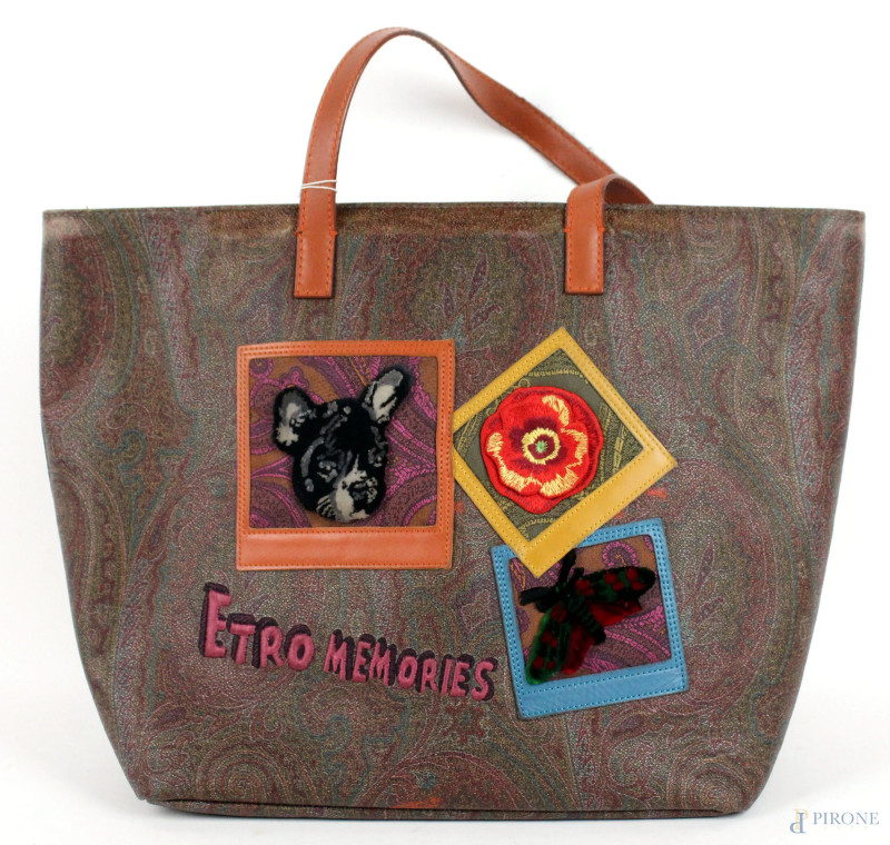 Etro, borsa in pelle, cm 32x44, (lunghezza manici cm 23,5), (difetti)  - Asta PRIMA TORNATA D' ASTA A TEMPO DI FINE STAGIONE - Aste Pirone