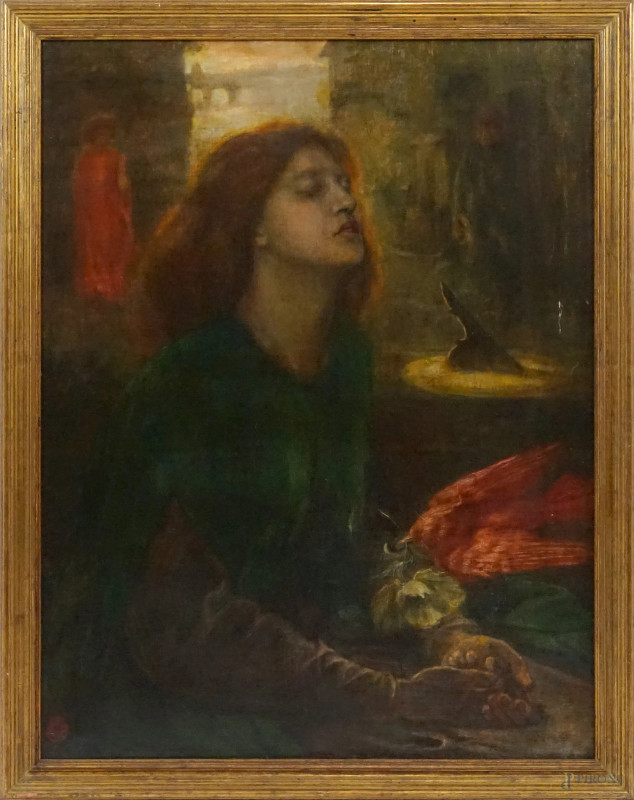 Beatrice, olio su tela, cm 87x67, siglato, entro cornice, (siglato)  - Asta ASTA A TEMPO DI ANTIQUARIATO E ARTE MODERNA – DUE SESSIONI - Aste Pirone